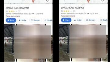 Unggahan Konten Tidak Pantas di Overview Google Maps OPD Pemerintah Kabupaten Kampar
