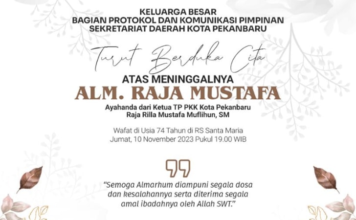Innalilahi Wainna Ilaihi rojiun, Mertua Pj Wali Kota Pekanbaru Meninggal Pada Usia 74 Tahun